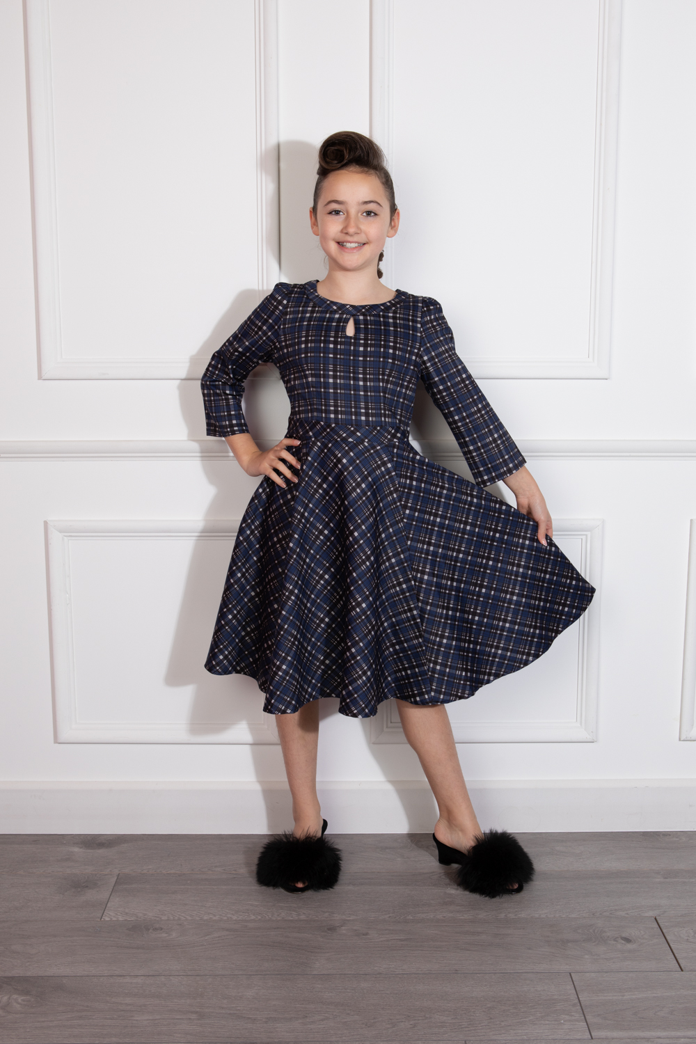 Anna Check Swing Dress in Kids